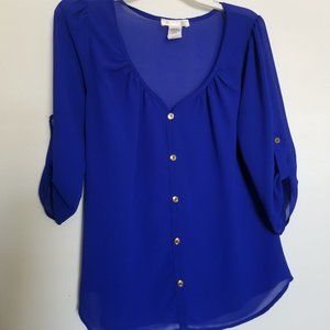 A'Gaci A'Gaci Sheer Blue Blouse Size S
